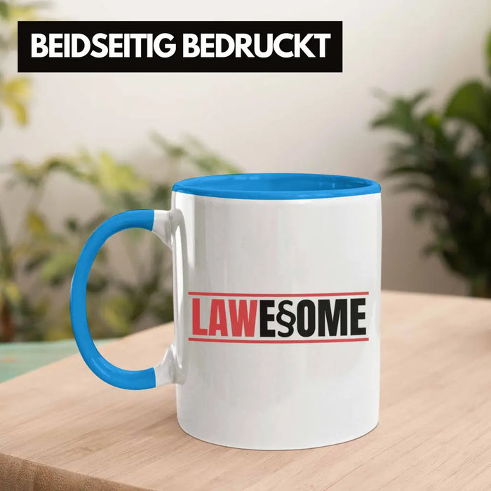 Trendation - Jura Tasse Geschenk Spruch Jurist Geschenkidee Anwalt Jura-Studium Lustige Sprüche Staatsexamen Lawesome Blau Trendation