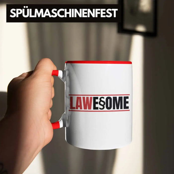 Trendation - Jura Tasse Geschenk Spruch Jurist Geschenkidee Anwalt Jura-Studium Lustige Sprüche Staatsexamen Lawesome Rot Trendation