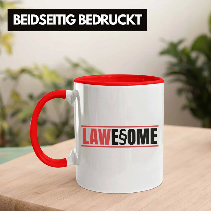 Trendation - Jura Tasse Geschenk Spruch Jurist Geschenkidee Anwalt Jura-Studium Lustige Sprüche Staatsexamen Lawesome Rot Trendation