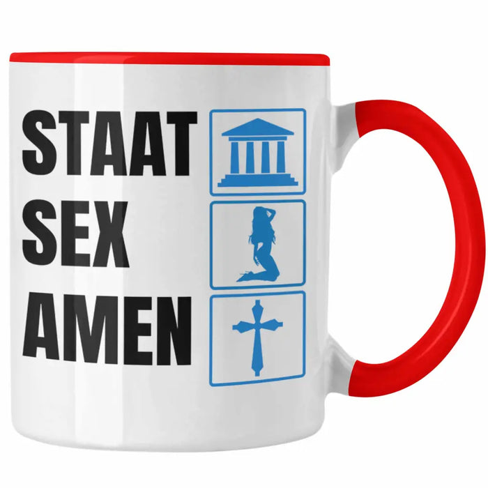 Trendation - Jura Tasse Geschenk Spruch Jurist Geschenkidee Anwalt Jura-Studium Lustige Sprüche Staatsexamen Staat S Amen Rot Trendation