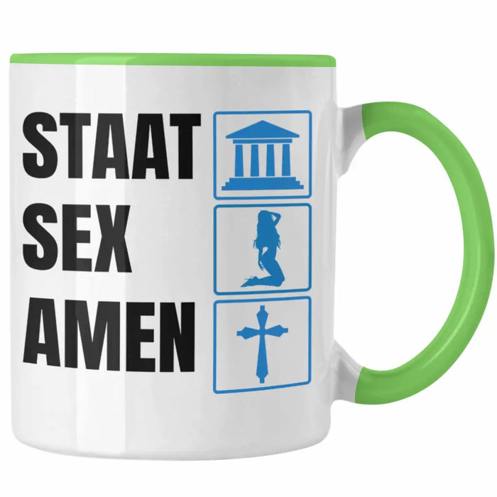 Trendation - Jura Tasse Geschenk Spruch Jurist Geschenkidee Anwalt Jura-Studium Lustige Sprüche Staatsexamen Staat S Amen Grün Trendation