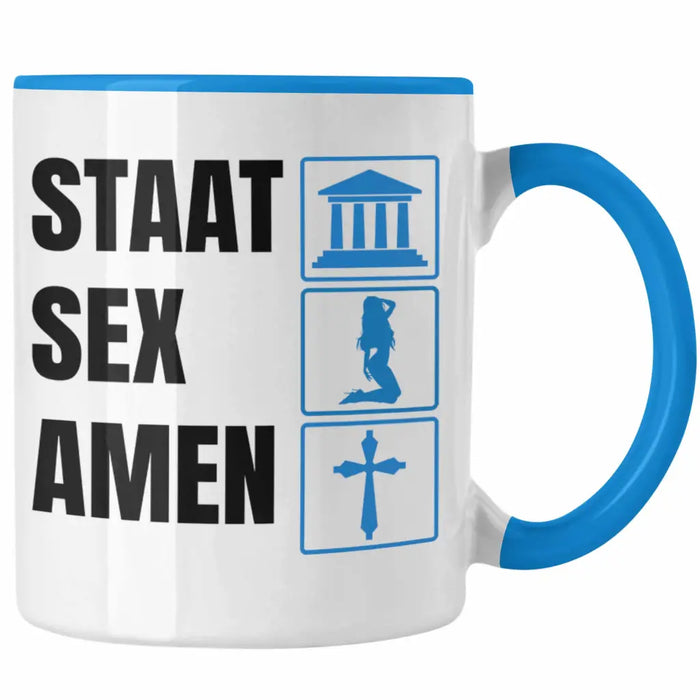 Trendation - Jura Tasse Geschenk Spruch Jurist Geschenkidee Anwalt Jura-Studium Lustige Sprüche Staatsexamen Staat S Amen Blau Trendation