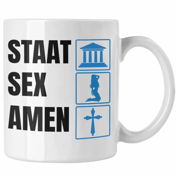Trendation - Jura Tasse Geschenk Spruch Jurist Geschenkidee Anwalt Jura-Studium Lustige Sprüche Staatsexamen Staat S Amen Weiß Trendation