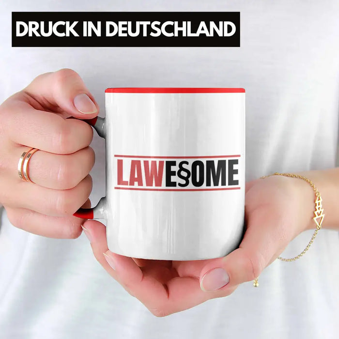 Trendation - Jura Tasse Geschenk Spruch Jurist Geschenkidee Anwalt Jura-Studium Lustige Sprüche Staatsexamen Lawesome Rot Trendation