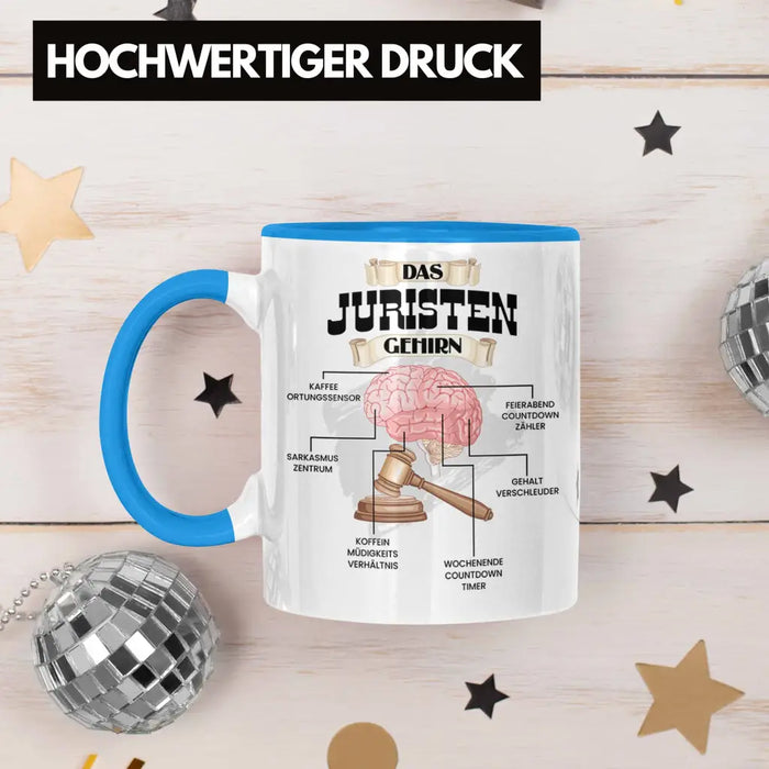 Trendation - Jura Tasse Lustiges Geschenk für Juristen Gesetz Spruch Becher Geburtstag Weihnachten Richter Blau Trendation