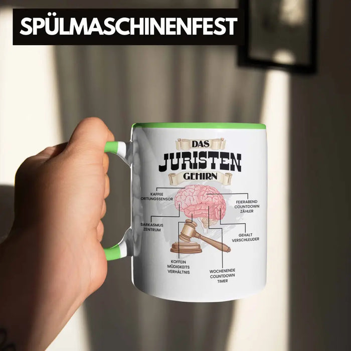 Trendation - Jura Tasse Lustiges Geschenk für Juristen Gesetz Spruch Becher Geburtstag Weihnachten Richter Grün Trendation