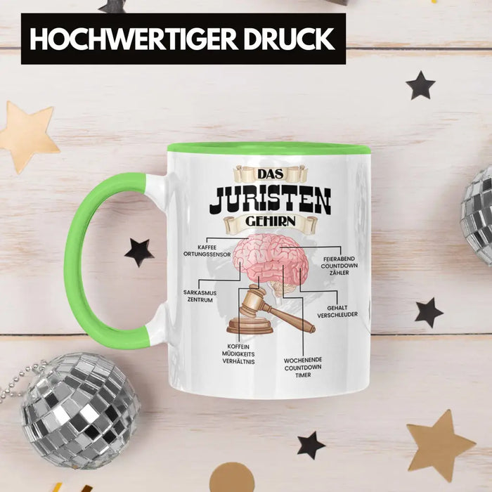 Trendation - Jura Tasse Lustiges Geschenk für Juristen Gesetz Spruch Becher Geburtstag Weihnachten Richter Grün Trendation