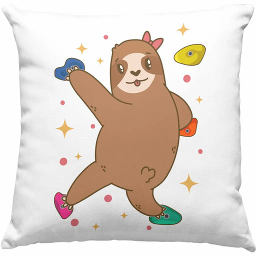 Trendation - Klettern Bergsteigen Geschenk Kissen Boulder Geschenkidee Berge Faultier Grafik Kinder Lustig Dekokissen mit Füllung 40x40 Rosa Trendation