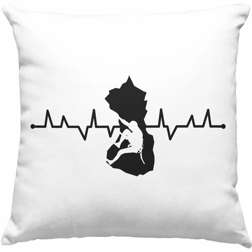 Trendation - Klettern Bergsteigen Geschenk Kissen Boulder Geschenkidee Berge Herzschlag Dekokissen mit Füllung 40x40 Rosa Trendation