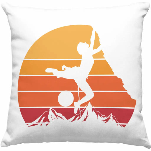 Trendation - Klettern Kissen Geschenk Outdoor Klettern Geschenkidee für Kletterer Grafik Berge Dekokissen mit Füllung 40x40 Rosa Trendation