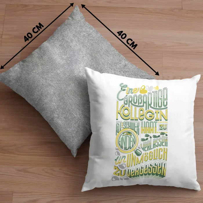 Trendation - Kollegin Abschied Kissen Geschenk Abschiedsgeschenk Neuer Job Jobwechsel Spruch Dekokissen mit Füllung 40x40 Rosa Trendation