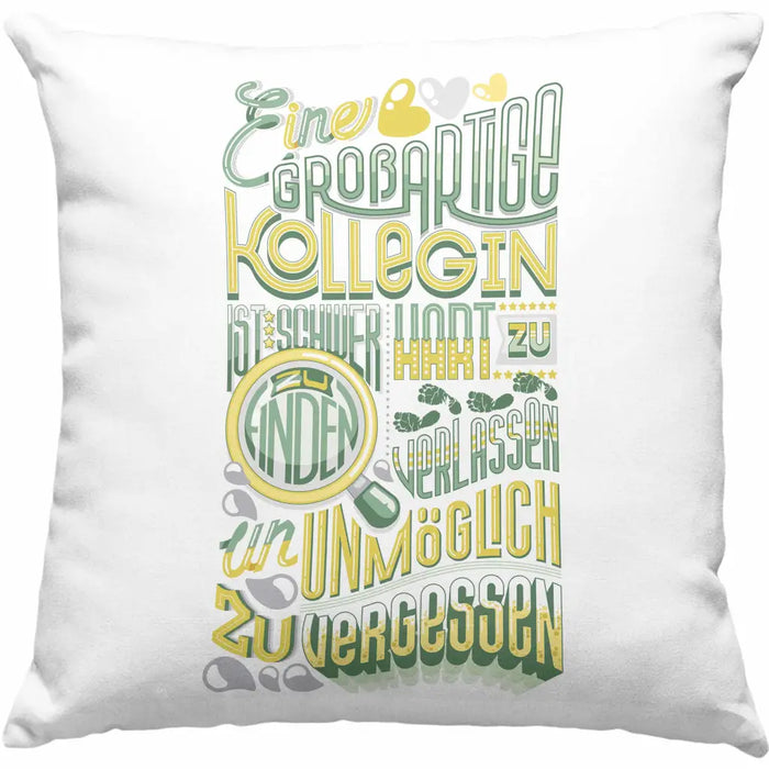 Trendation - Kollegin Abschied Kissen Geschenk Abschiedsgeschenk Neuer Job Jobwechsel Spruch Dekokissen mit Füllung 40x40 Rosa Trendation