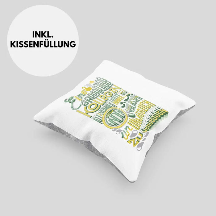 Trendation - Kollegin Abschied Kissen Geschenk Abschiedsgeschenk Neuer Job Jobwechsel Spruch Dekokissen mit Füllung 40x40 Rosa Trendation