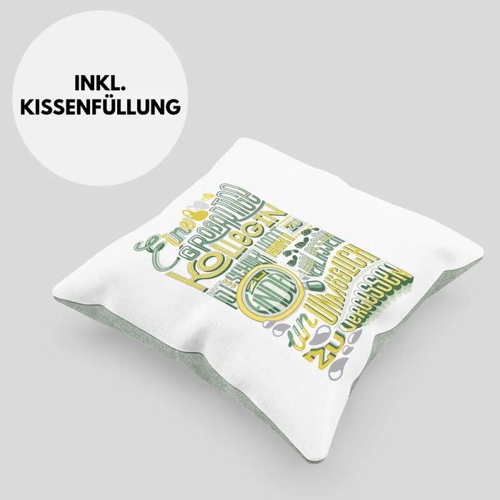 Trendation - Kollegin Abschied Kissen Geschenk Abschiedsgeschenk Neuer Job Jobwechsel Spruch Dekokissen mit Füllung 40x40 Rosa Trendation