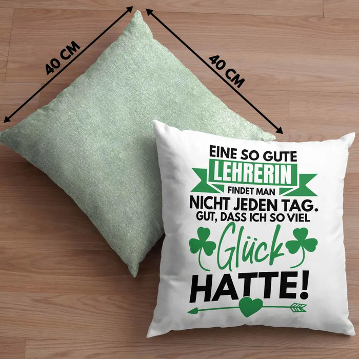 Trendation - Lehrerin Abschiedsgeschenk Kissen Geschenk zum Abschied Klassenlehrerin Beste Lehrerin Geschenkidee Dekokissen mit Füllung 40x40 Rosa Trendation