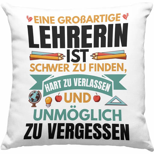 Trendation - Lehrerin Abschiedsgeschenk Kissen Geschenk zum Abschied Klassenlehrerin Beste Lehrerin Geschenkidee Dankeschön Dekokissen mit Füllung 40x40 Rosa Trendation