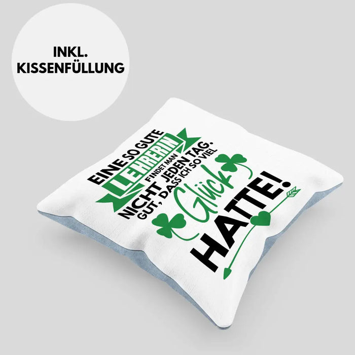 Trendation - Lehrerin Abschiedsgeschenk Kissen Geschenk zum Abschied Klassenlehrerin Beste Lehrerin Geschenkidee Dekokissen mit Füllung 40x40 Rosa Trendation