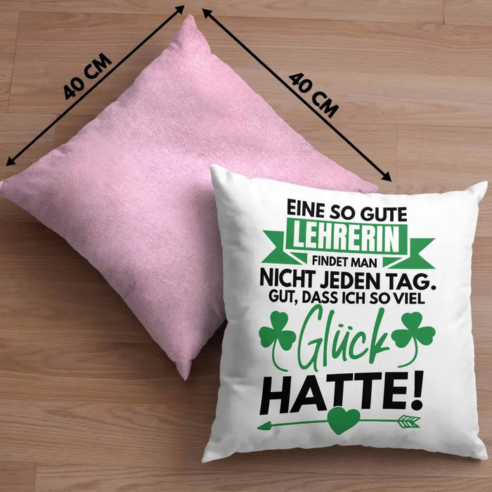 Trendation - Lehrerin Abschiedsgeschenk Kissen Geschenk zum Abschied Klassenlehrerin Beste Lehrerin Geschenkidee Dekokissen mit Füllung 40x40 Rosa Trendation
