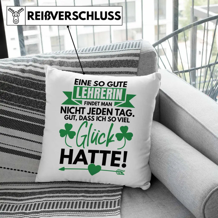 Trendation - Lehrerin Abschiedsgeschenk Kissen Geschenk zum Abschied Klassenlehrerin Beste Lehrerin Geschenkidee Dekokissen mit Füllung 40x40 Rosa Trendation