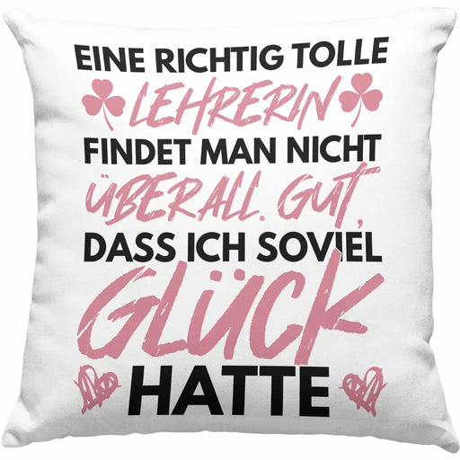 Trendation - Lehrerin Abschiedsgeschenk Kissen Geschenk zum Abschied Klassenlehrerin Beste Lehrerin Geschenkidee Danke Dekokissen mit Füllung 40x40 Rosa Trendation