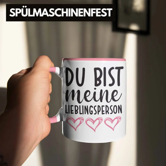 Trendation - Lieblingsmensch Lieblingsperson Tasse Geschenk Beste Freundin Freund Tasse mit Spruch Rosa Trendation