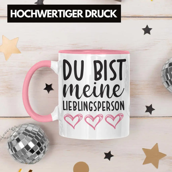 Trendation - Lieblingsmensch Lieblingsperson Tasse Geschenk Beste Freundin Freund Tasse mit Spruch Rosa Trendation