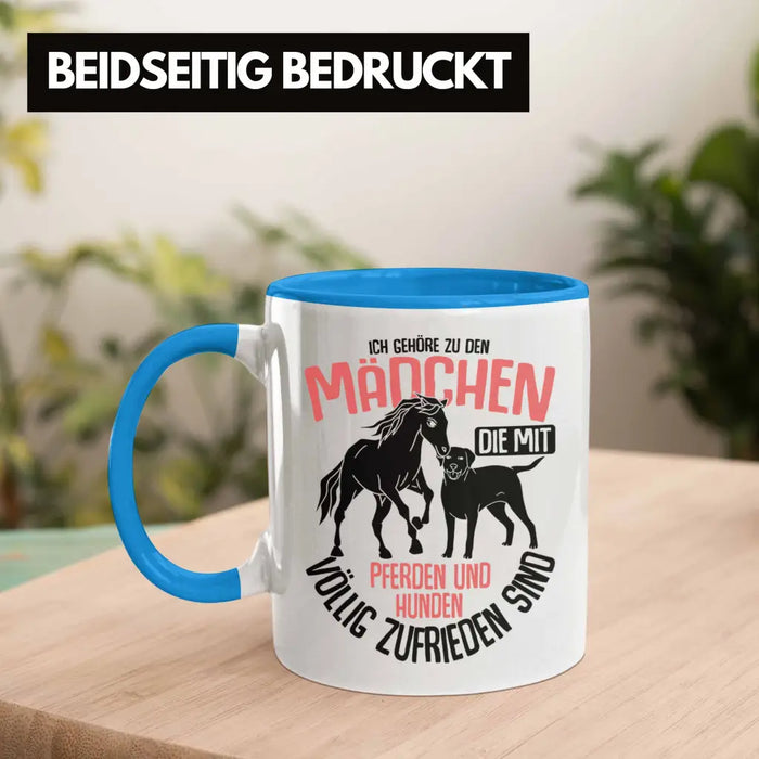 Trendation - Lustige Reiter Sprüche Geschenk Tasse Reiterin Pferde Mädchen Geschenkidee Pferde Und Hunde Blau Trendation