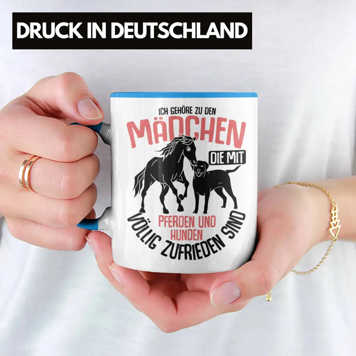 Trendation - Lustige Reiter Sprüche Geschenk Tasse Reiterin Pferde Mädchen Geschenkidee Pferde Und Hunde Blau Trendation