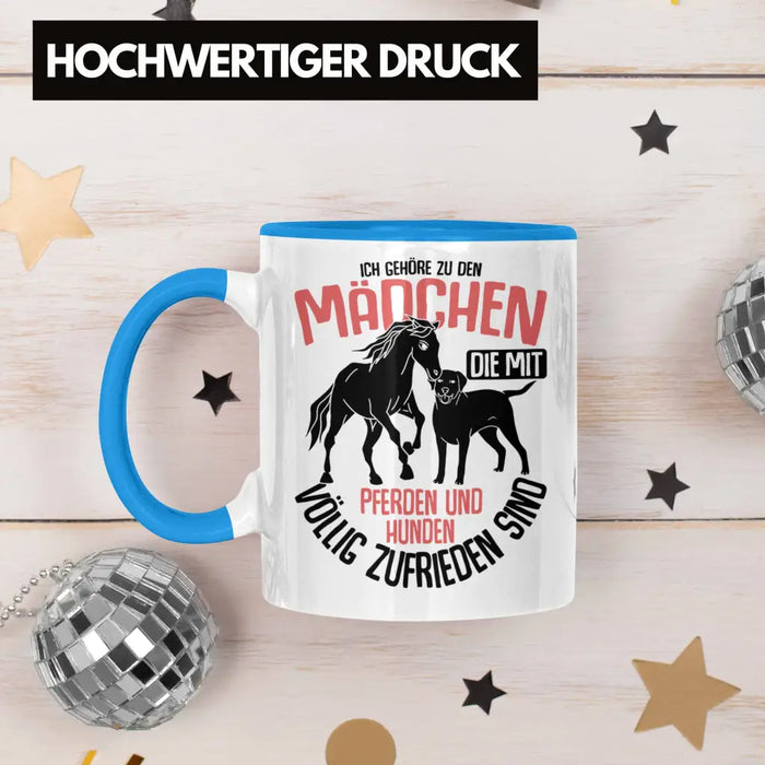 Trendation - Lustige Reiter Sprüche Geschenk Tasse Reiterin Pferde Mädchen Geschenkidee Pferde Und Hunde Blau Trendation