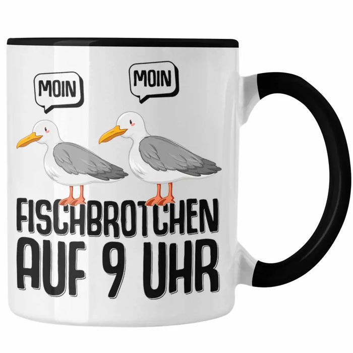 Trendation - Moin Tasse Norddeutsch Fischbrötchen Auf 9 Uhr Möwen Plattdeutsch Geschenk Norden Trendation