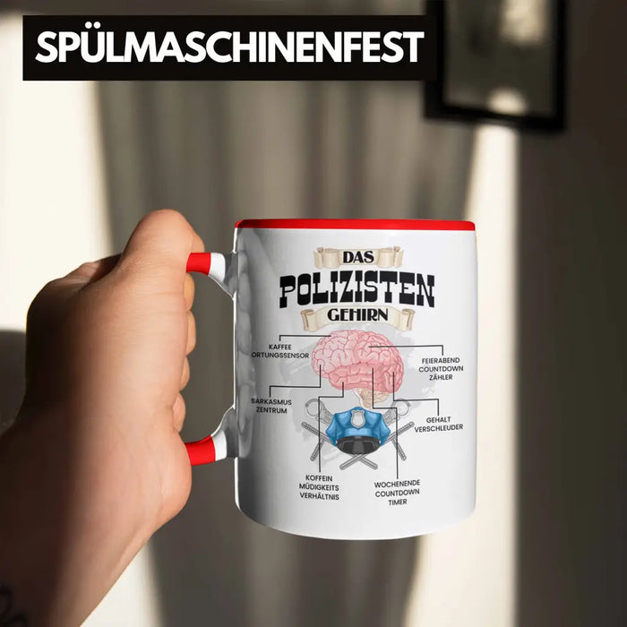 Trendation - Polozisten Tasse Lustiges Geschenk für Polizei Polizisten Spruch Becher Geburtstag Weihnachten Rot Trendation