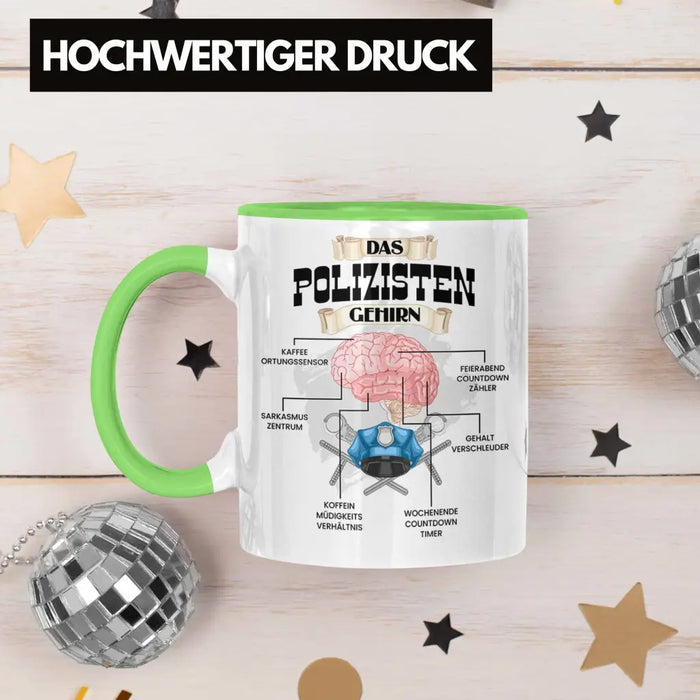 Trendation - Polozisten Tasse Lustiges Geschenk für Polizei Polizisten Spruch Becher Geburtstag Weihnachten Grün Trendation