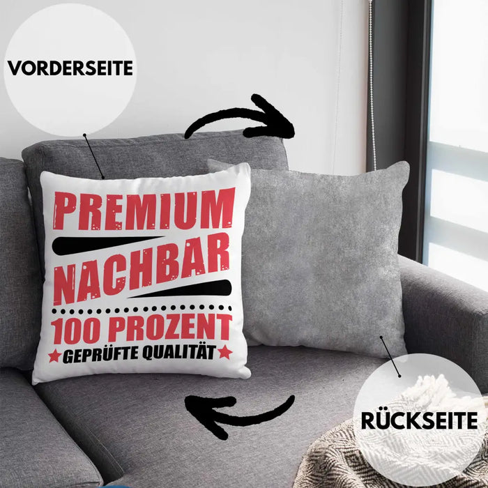 Trendation - Premium Nachbar Kissen Geschenk Bester Nachbar Geschenkidee Nachbarn Dekokissen mit Füllung 40x40 Rosa Trendation