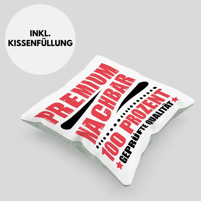 Trendation - Premium Nachbar Kissen Geschenk Bester Nachbar Geschenkidee Nachbarn Dekokissen mit Füllung 40x40 Rosa Trendation