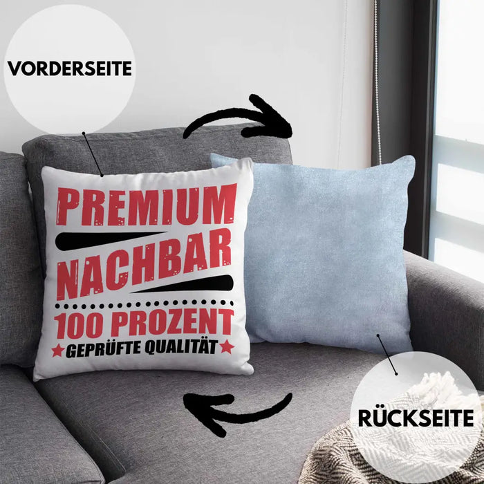 Trendation - Premium Nachbar Kissen Geschenk Bester Nachbar Geschenkidee Nachbarn Dekokissen mit Füllung 40x40 Rosa Trendation