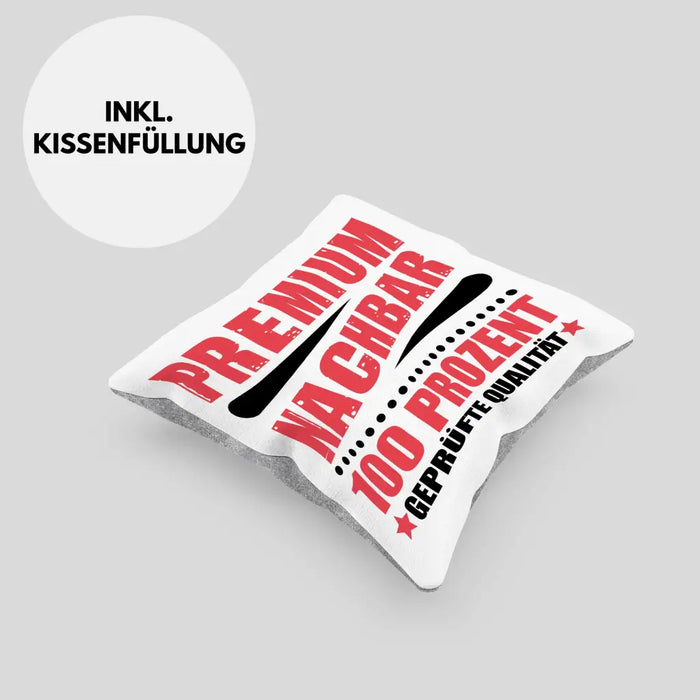 Trendation - Premium Nachbar Kissen Geschenk Bester Nachbar Geschenkidee Nachbarn Dekokissen mit Füllung 40x40 Rosa Trendation