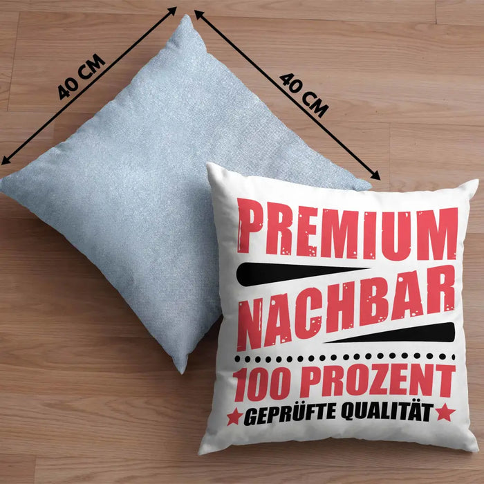 Trendation - Premium Nachbar Kissen Geschenk Bester Nachbar Geschenkidee Nachbarn Dekokissen mit Füllung 40x40 Rosa Trendation