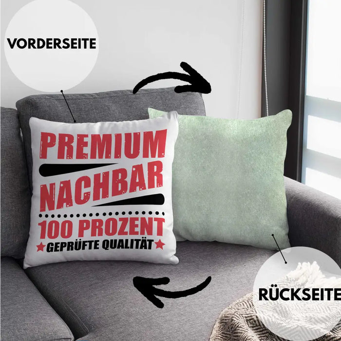 Trendation - Premium Nachbar Kissen Geschenk Bester Nachbar Geschenkidee Nachbarn Dekokissen mit Füllung 40x40 Rosa Trendation