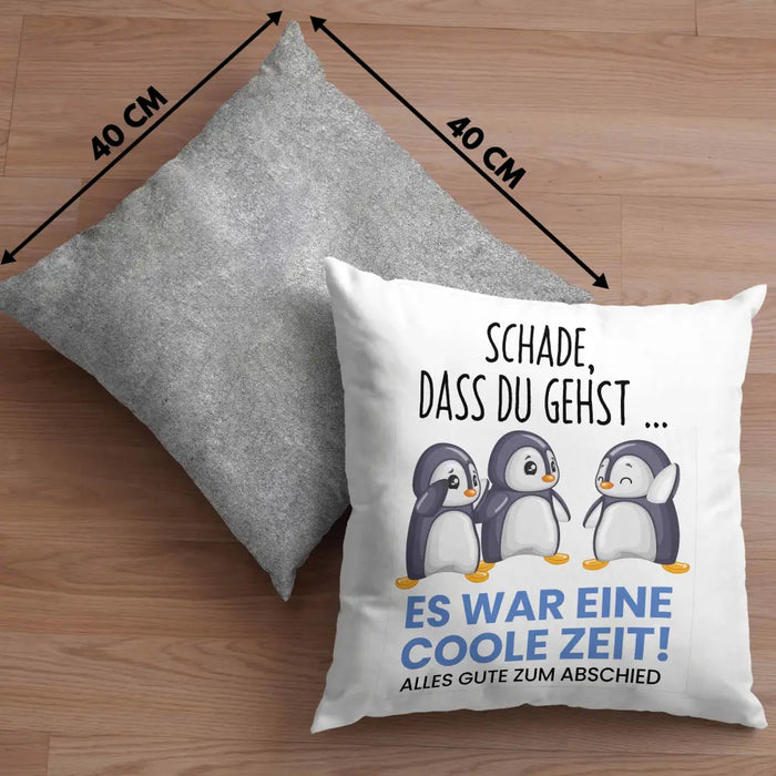 Trendation - Schade Dass Du Gehst Kissen Geschenk zum Abschied Jobwechel Abschiedsgeschenk Arbeitskollegin Dekokissen mit Füllung 40x40 Rosa Trendation