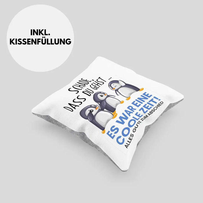 Trendation - Schade Dass Du Gehst Kissen Geschenk zum Abschied Jobwechel Abschiedsgeschenk Arbeitskollegin Dekokissen mit Füllung 40x40 Rosa Trendation