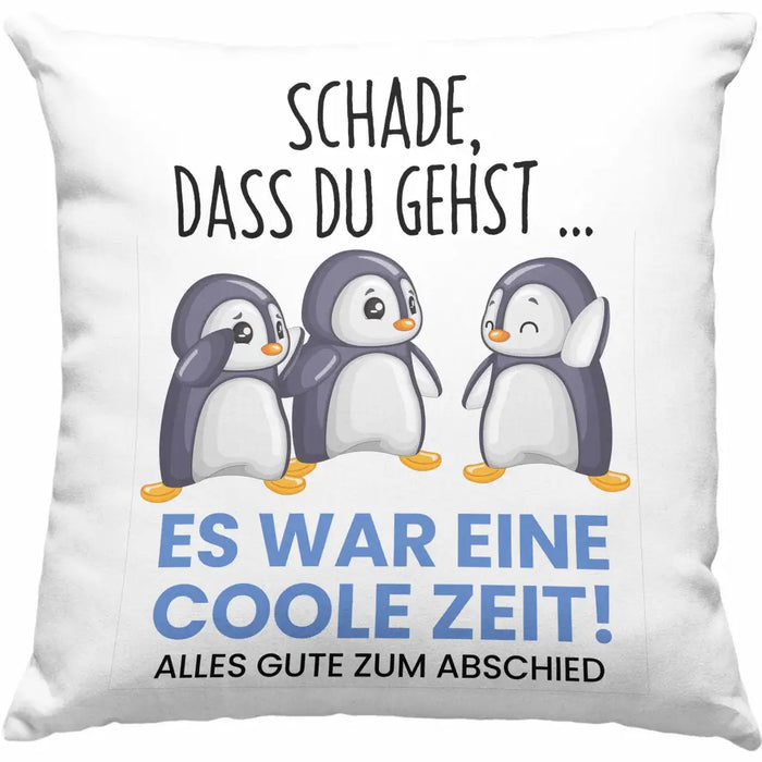 Trendation - Schade Dass Du Gehst Kissen Geschenk zum Abschied Jobwechel Abschiedsgeschenk Arbeitskollegin Dekokissen mit Füllung 40x40 Rosa Trendation