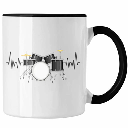 Trendation - Schlagzeug Herzschlag Tasse Geschenk für Schlagzeug-Spieler Hobby Geschenkidee Trendation