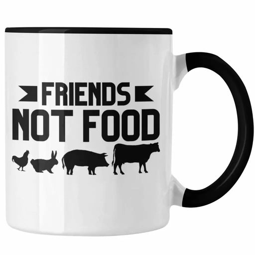 Trendation - Veganer Tasse Geschenk Friends Not Food Vegan Geschenkidee Lustiger Spruch Vegane Lebensweise Spruch Trendation