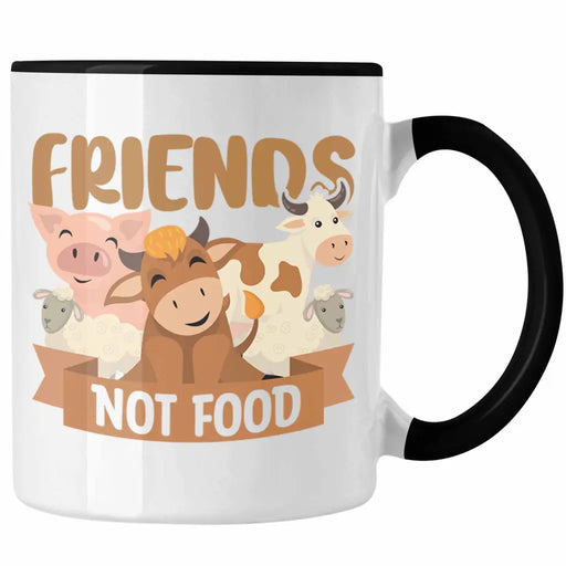 Trendation - Veganer Tasse Geschenk Friends Not Food Vegan Geschenkidee Lustiger Spruch Vegane Lebensweise Veganerin Trendation
