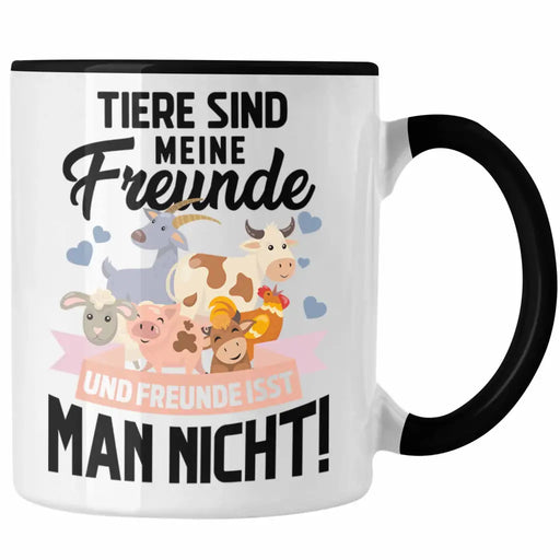 Trendation - Veganer Tasse Geschenk Tiere Sind Meine Freunde Vegan Geschenkidee Lustiger Spruch Vegane Lebensweise Spruch Trendation