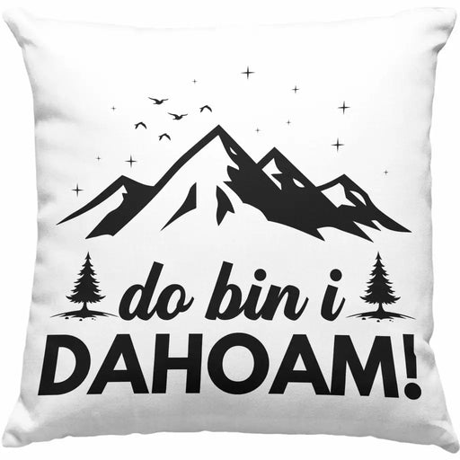 Trendation - Wandern Kissen Geschenk Do Bin I Dahoim Geschenk Berge Wanderer Geschenkidee Dekokissen mit Füllung 40x40 Rosa Trendation