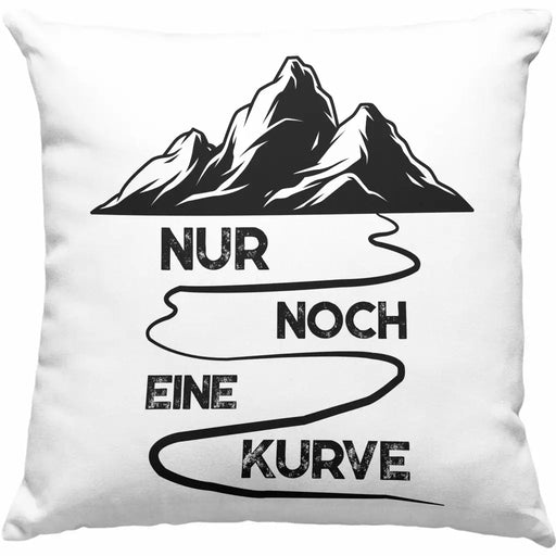 Trendation - Wandern Kissen Geschenk Wanderer Nur Noch Eine Kurve Geschenkidee Berge Alpen Geschenke Dekokissen mit Füllung 40x40 Rosa Trendation