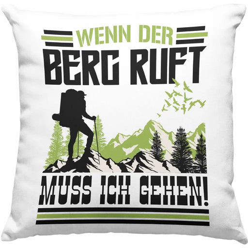 Trendation - Wenn Der Berg Ruft Muss Ich Gehen Kissen Wanderer Wintersportler Geschenk Dekokissen mit Füllung 40x40 Rosa Trendation