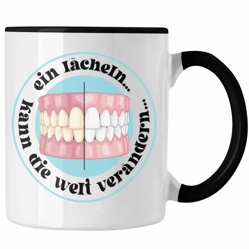 Trendation - Zahntechniker Tasse Geschenk Zahnarzt Lustig Praxis Geschenkidee Zahnarzthelferin Zahntechniker Zahnärztin - Ein Lächeln Kann die Welt verändern Zahnmedizinische Fachangestellte Trendation