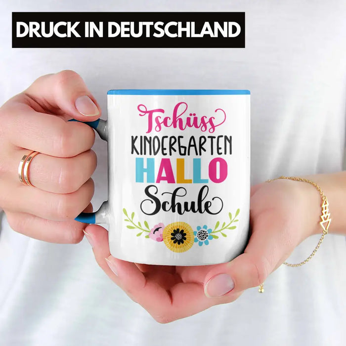 Tschüss Kindergarten Hallo Schule Mädchen 2022 Geschenk Tasse Schulstart 1. Schultag Schuleinführung Schulanfang Geschenkidee 2022 Schulkind Ich Glitzer Jetzt In Der Schule Blau Trendation